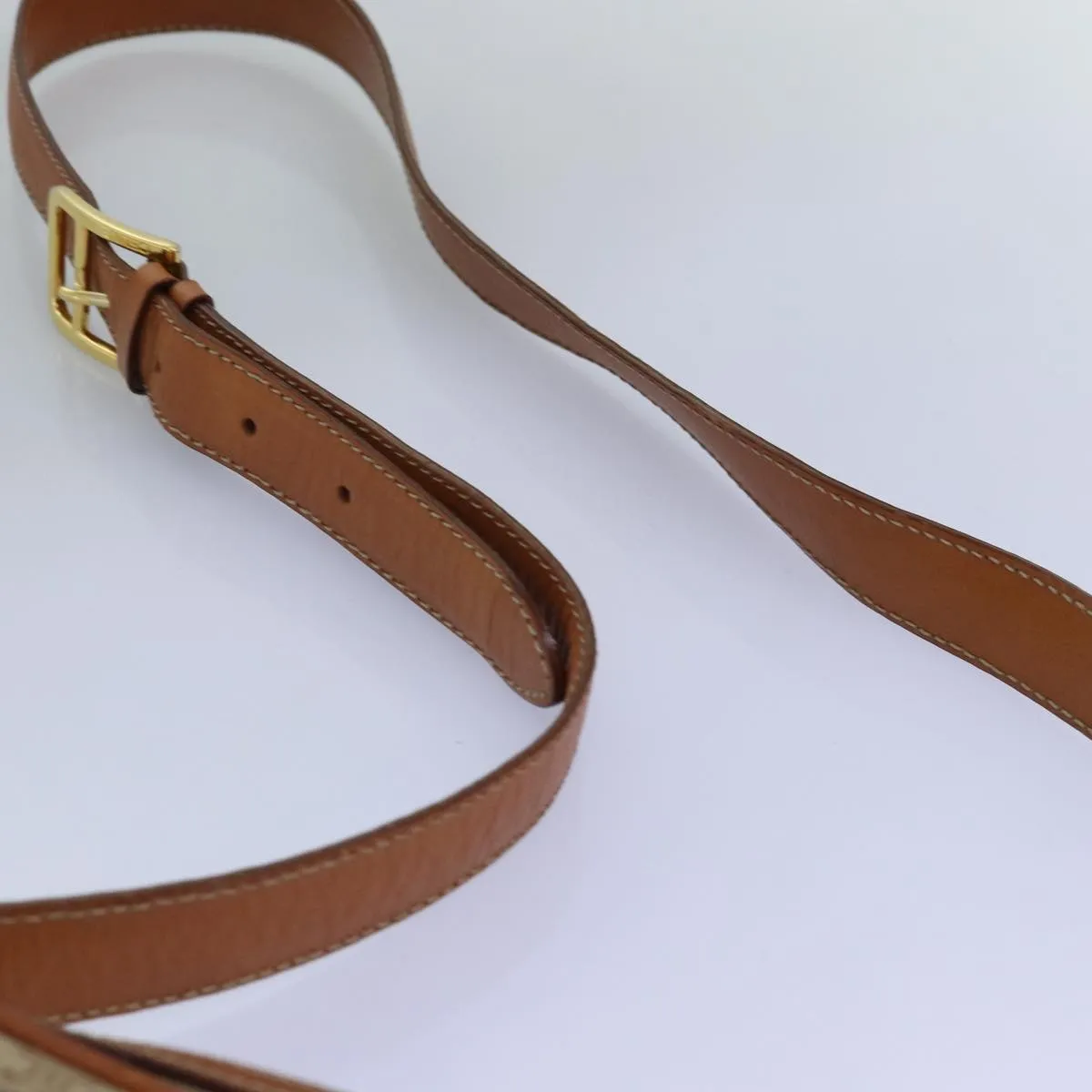 CELINE Macadam Canvas Shoulder Bag Beige Auth bs14235