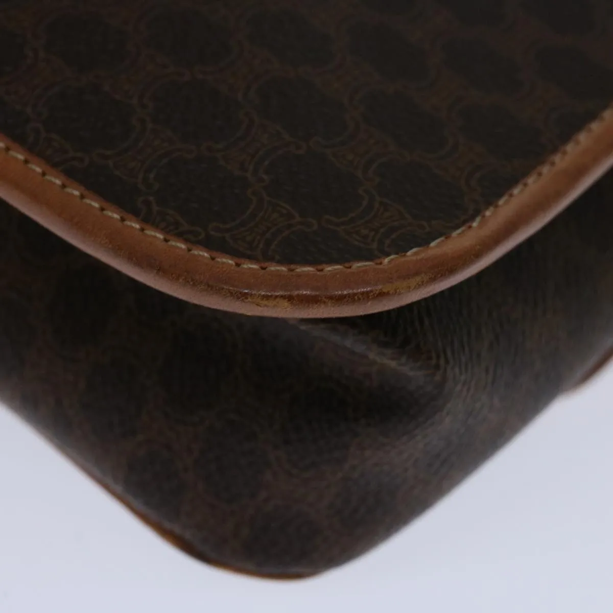 CELINE Macadam Canvas Shoulder Bag PVC Brown Auth 68999