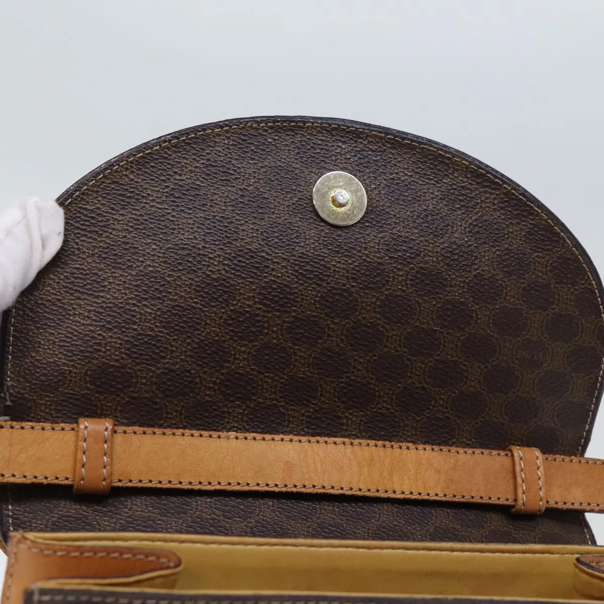 CELINE Macadam Canvas Shoulder Bag PVC Brown Auth 73030