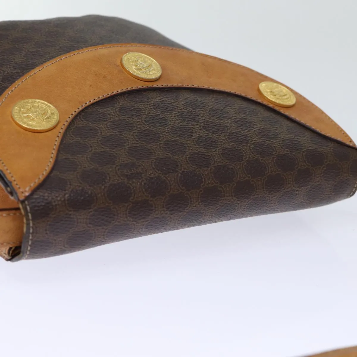 CELINE Macadam Canvas Shoulder Bag PVC Brown Auth 73030