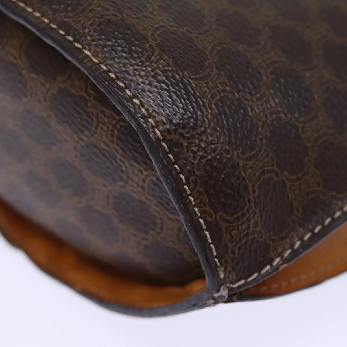 CELINE Macadam Canvas Shoulder Bag PVC Brown Auth 73030