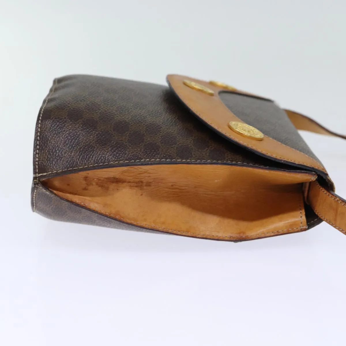 CELINE Macadam Canvas Shoulder Bag PVC Brown Auth 73030