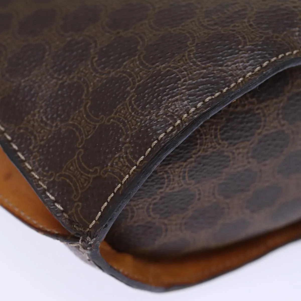 CELINE Macadam Canvas Shoulder Bag PVC Brown Auth 73030