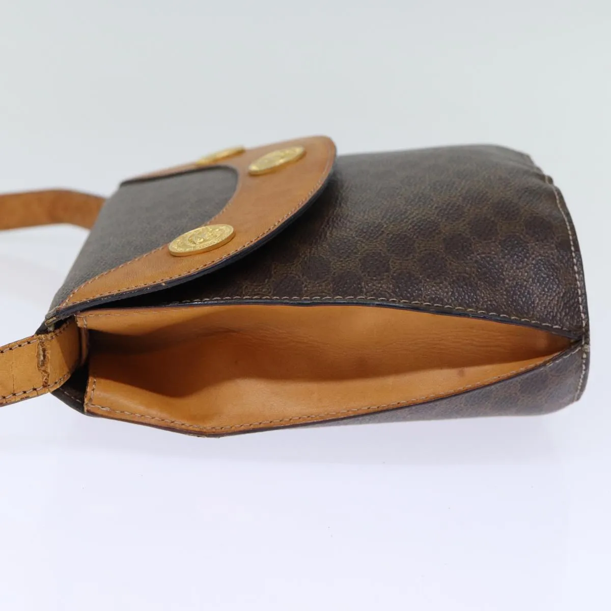 CELINE Macadam Canvas Shoulder Bag PVC Brown Auth 73030