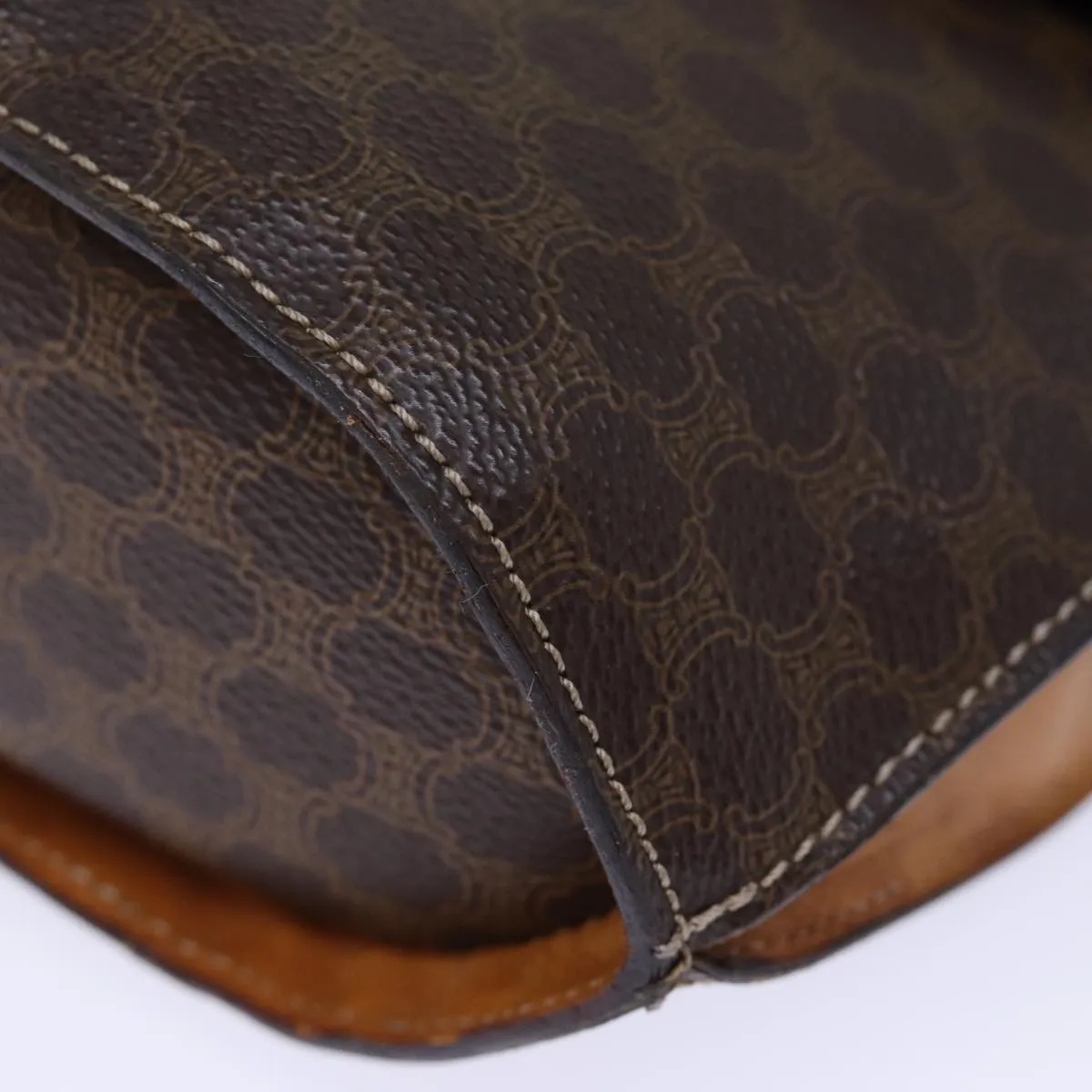 CELINE Macadam Canvas Shoulder Bag PVC Brown Auth 73030