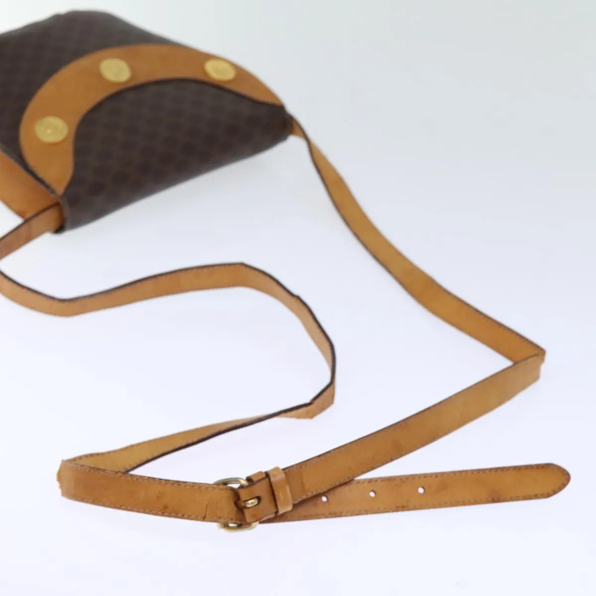 CELINE Macadam Canvas Shoulder Bag PVC Brown Auth 73030