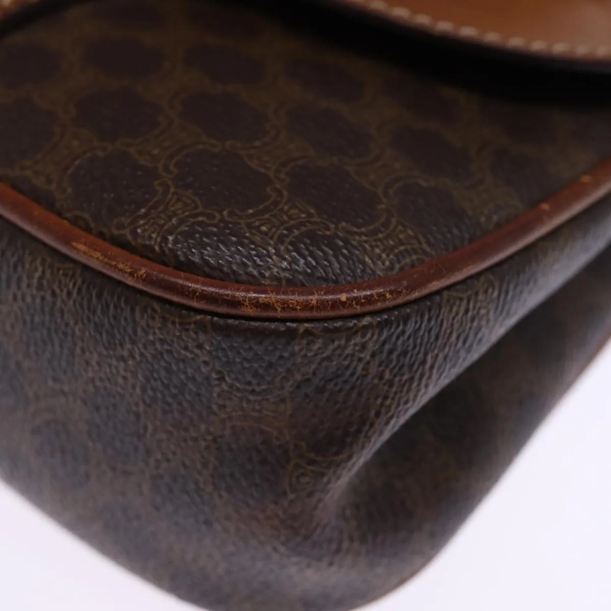 CELINE Macadam Canvas Shoulder Bag PVC Brown Auth bs14797
