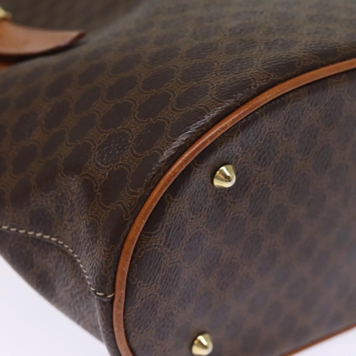 CELINE Macadam Canvas Tote Bag PVC Leather Brown Auth am6400