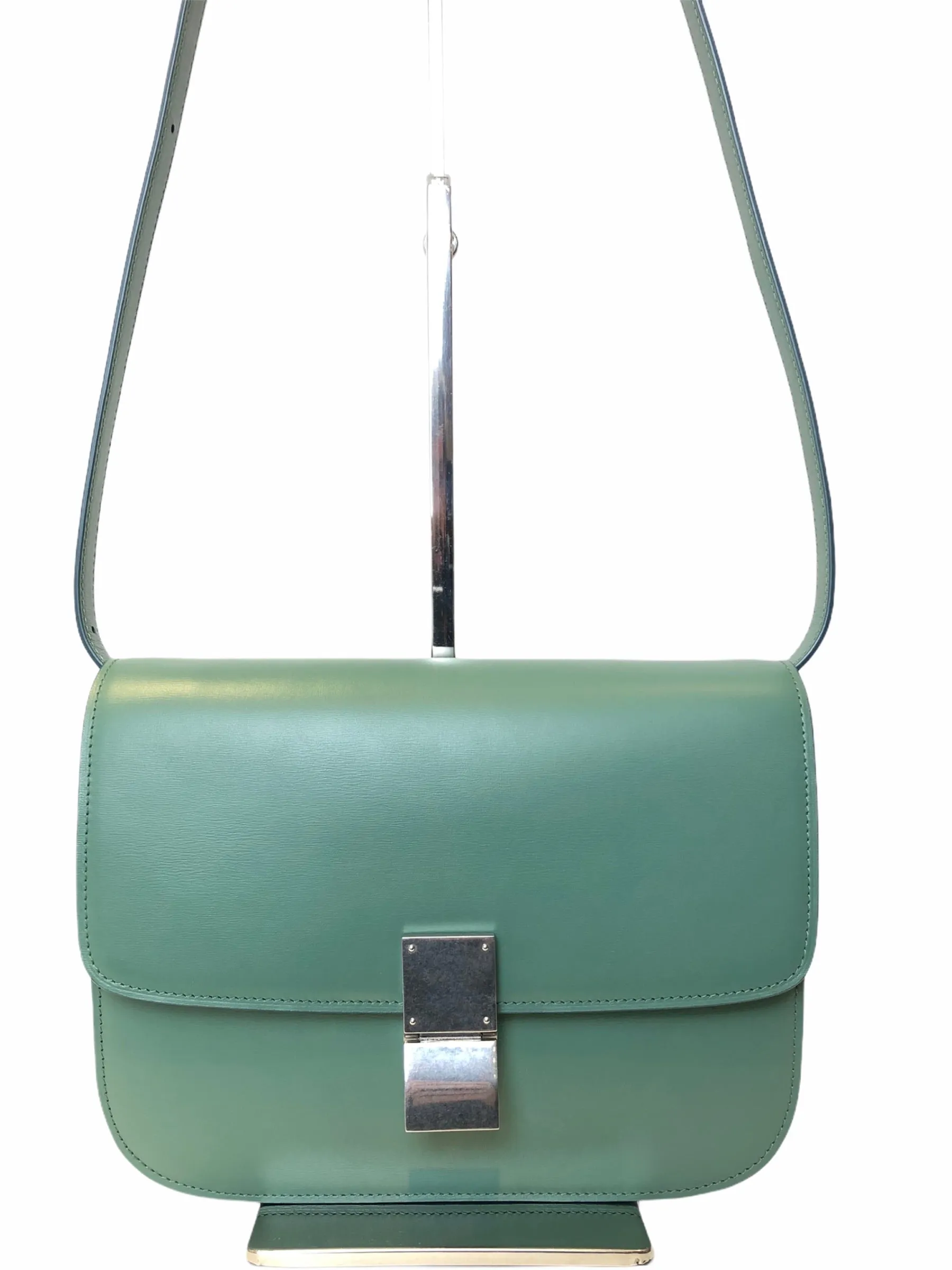 Celine Olive Green Leather "Box" Bag
