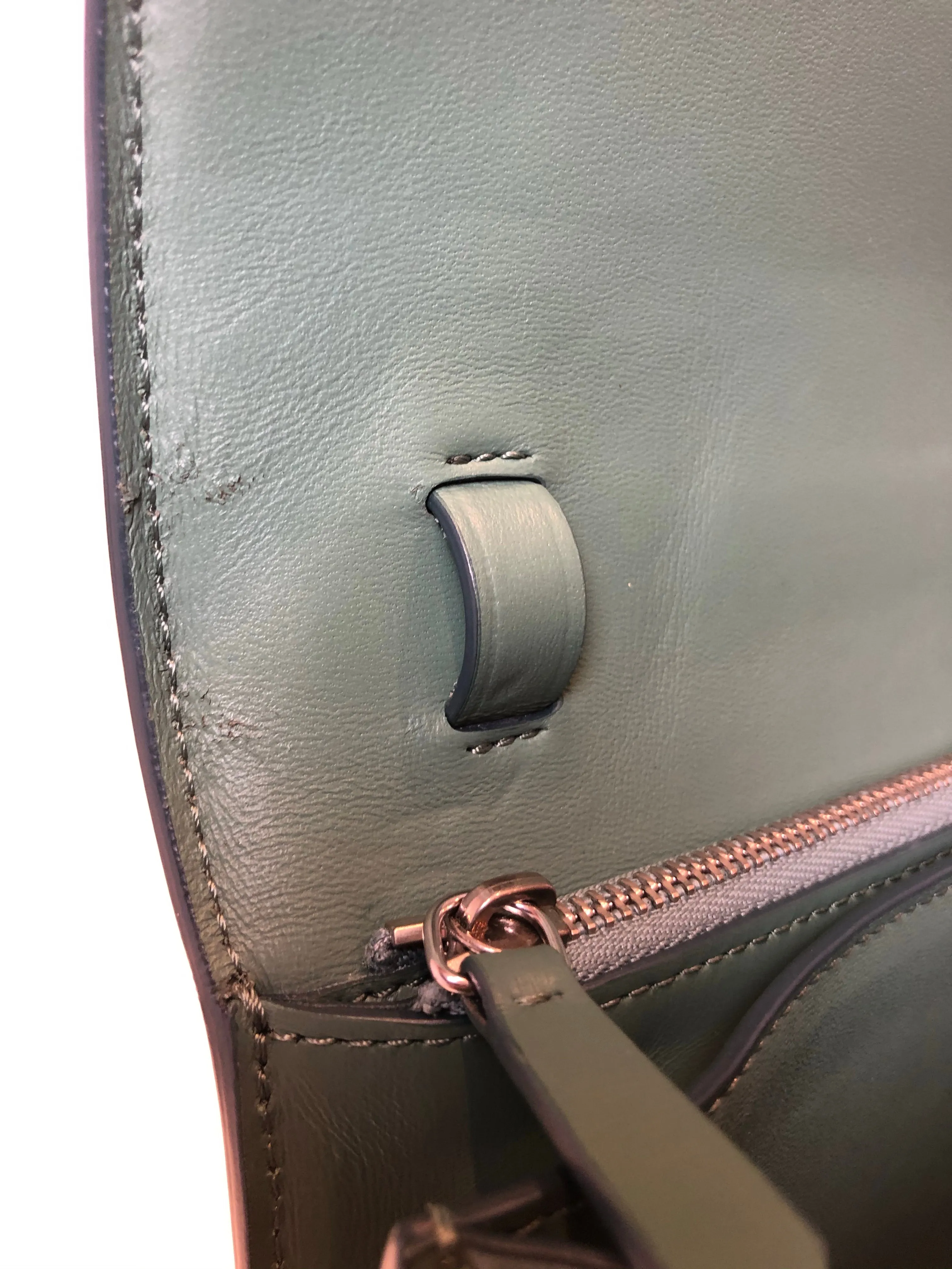 Celine Olive Green Leather "Box" Bag