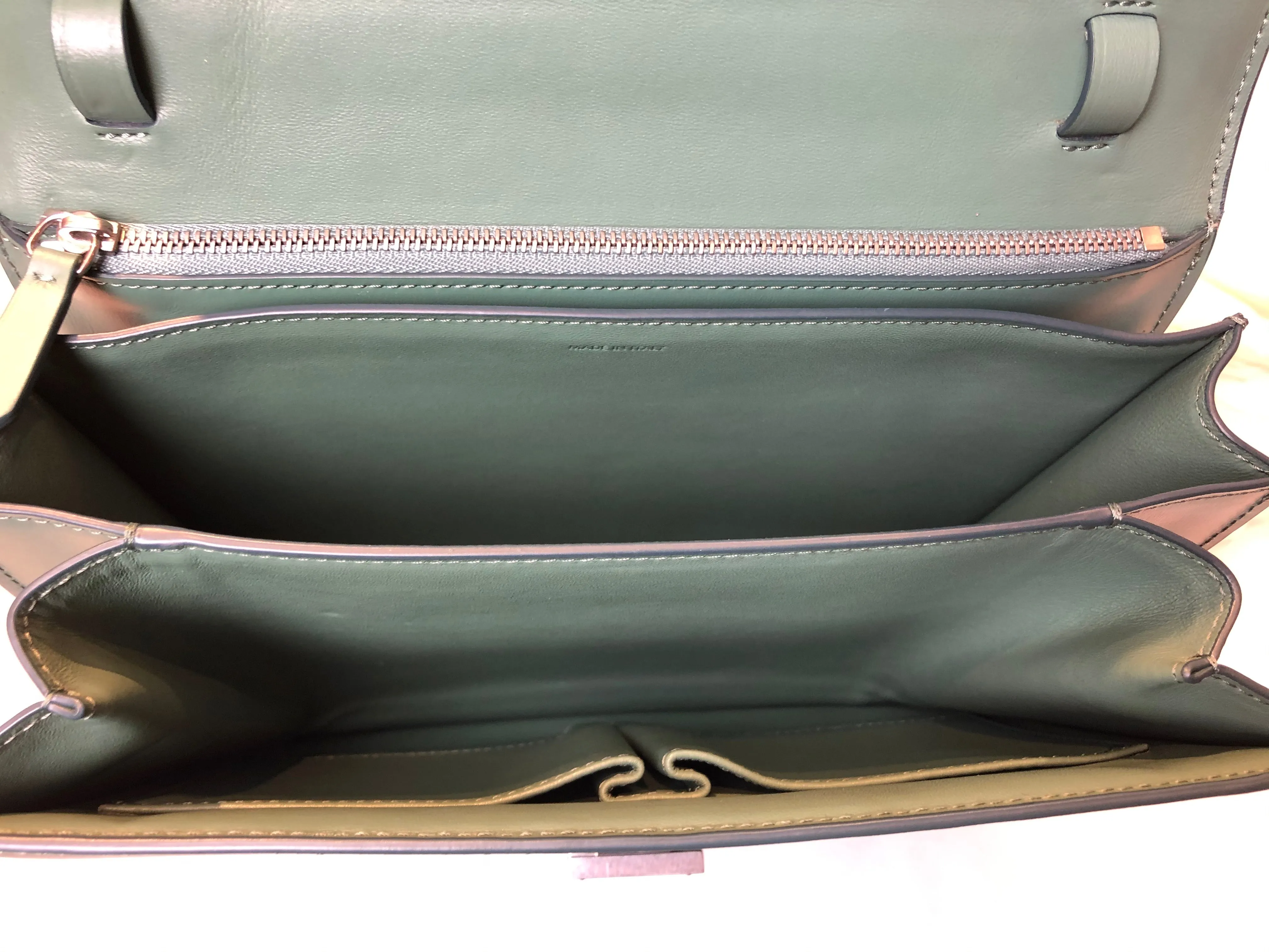 Celine Olive Green Leather "Box" Bag