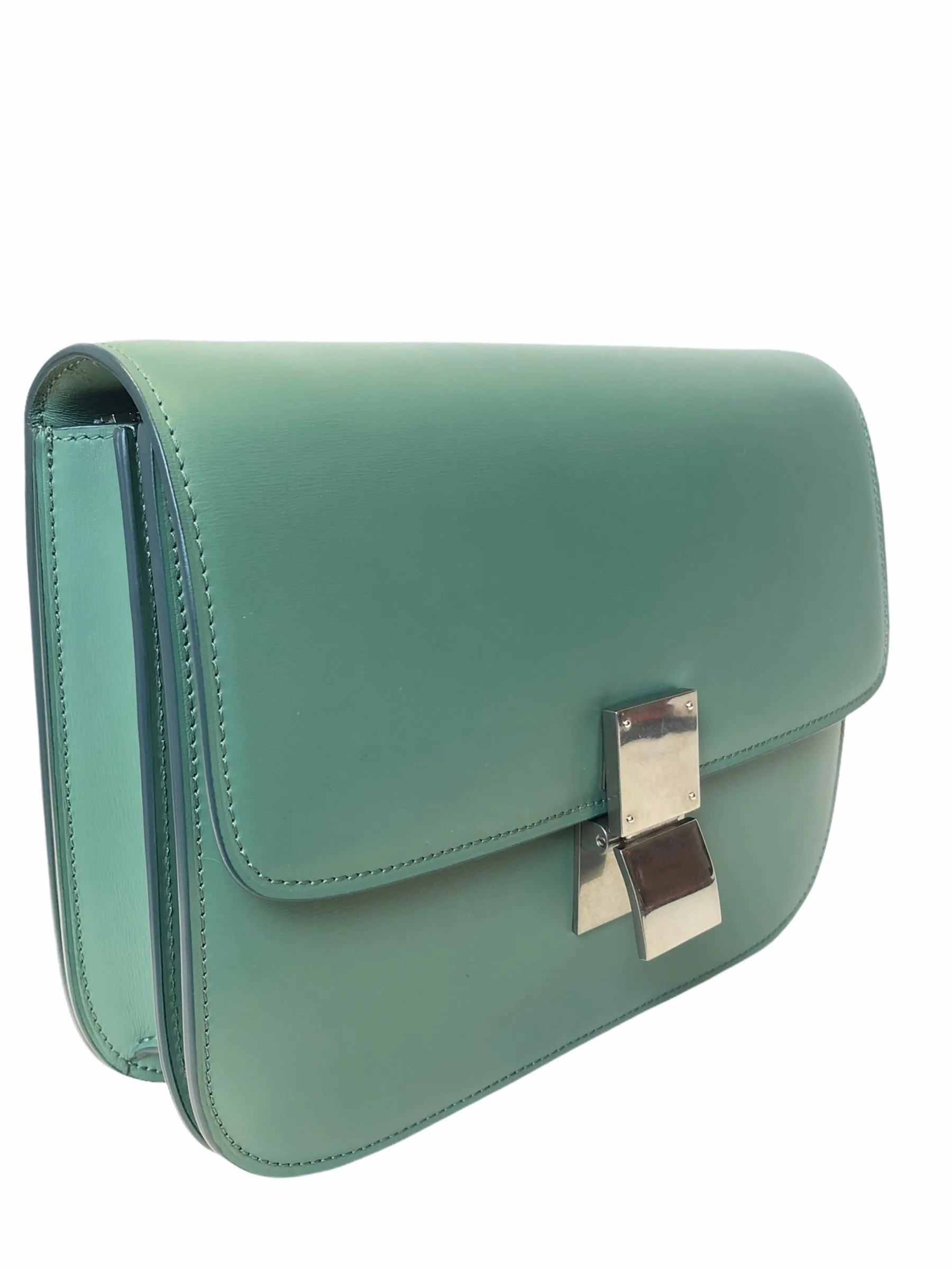 Celine Olive Green Leather "Box" Bag