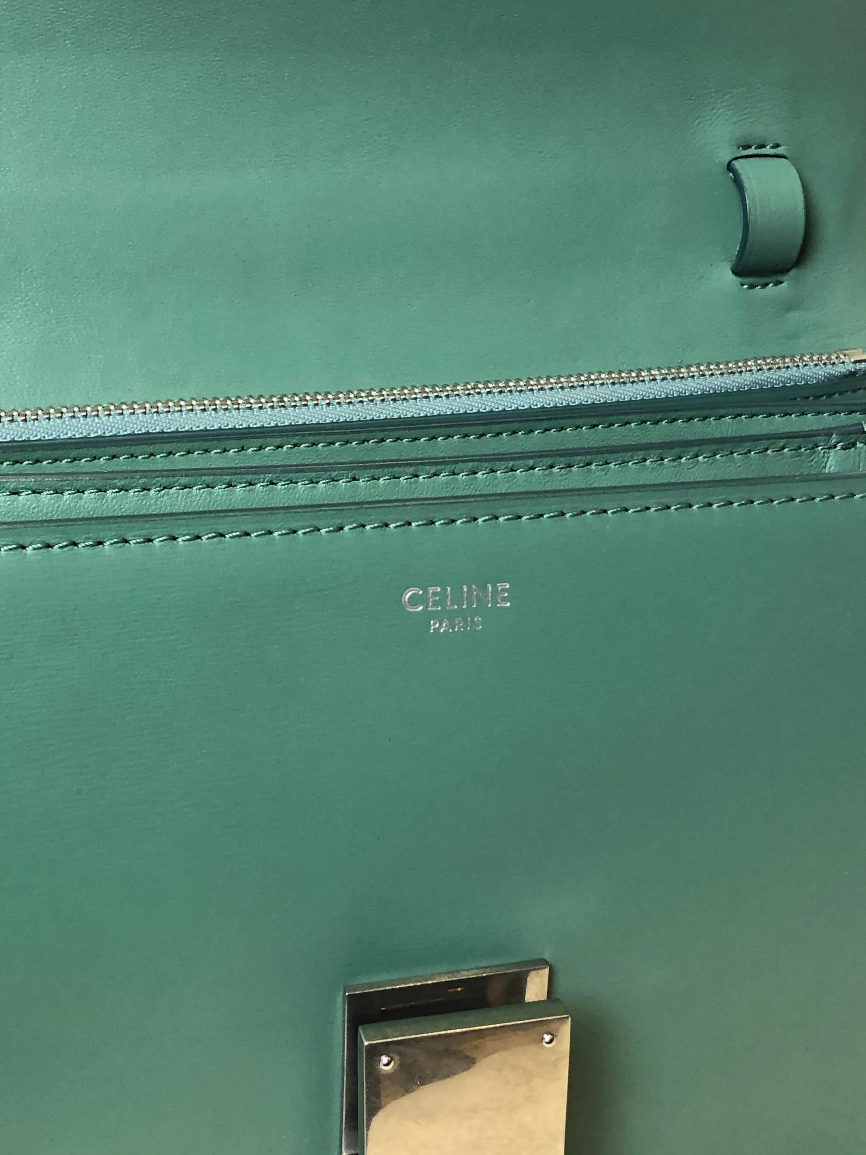 Celine Olive Green Leather "Box" Bag