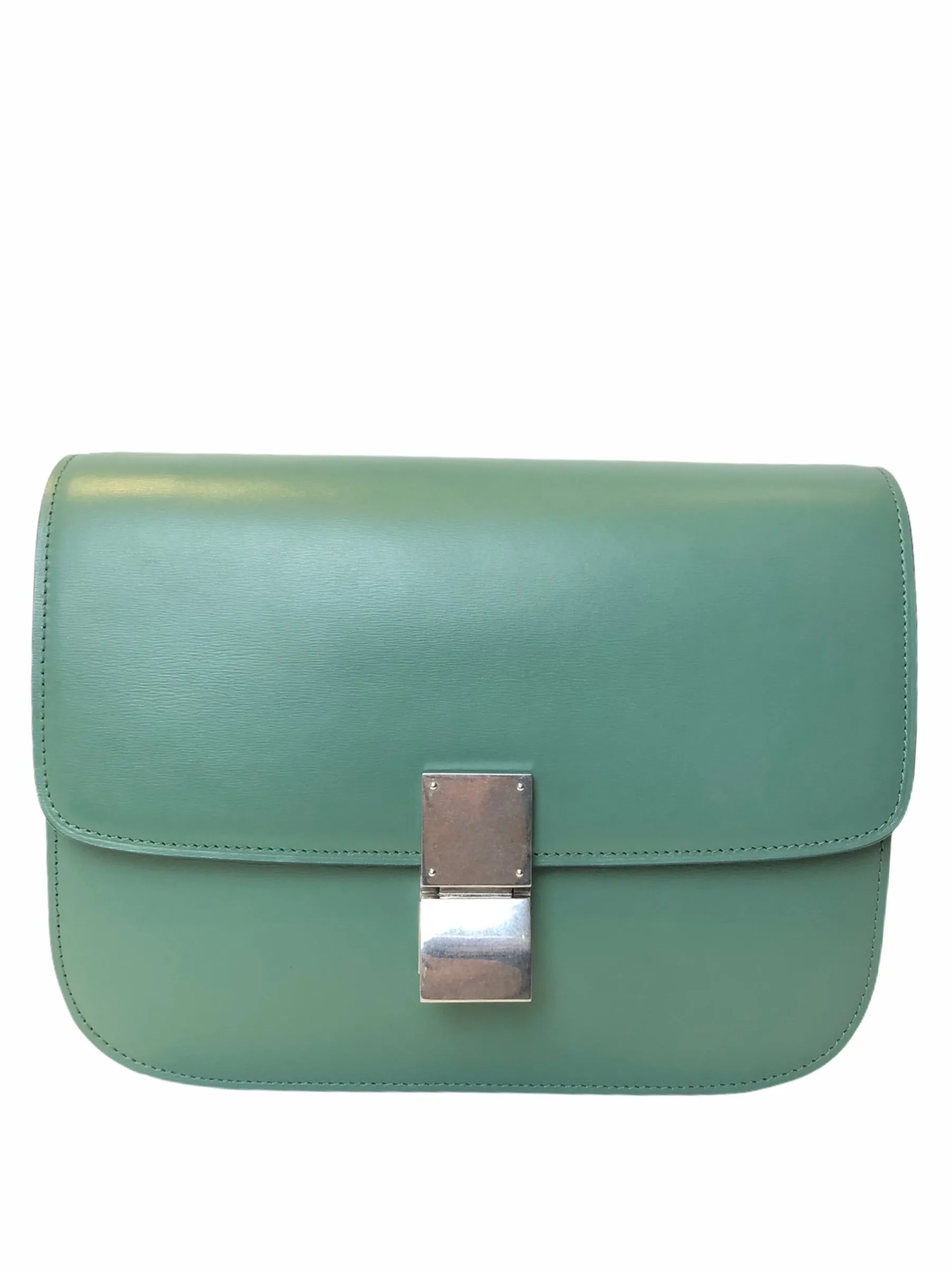 Celine Olive Green Leather "Box" Bag