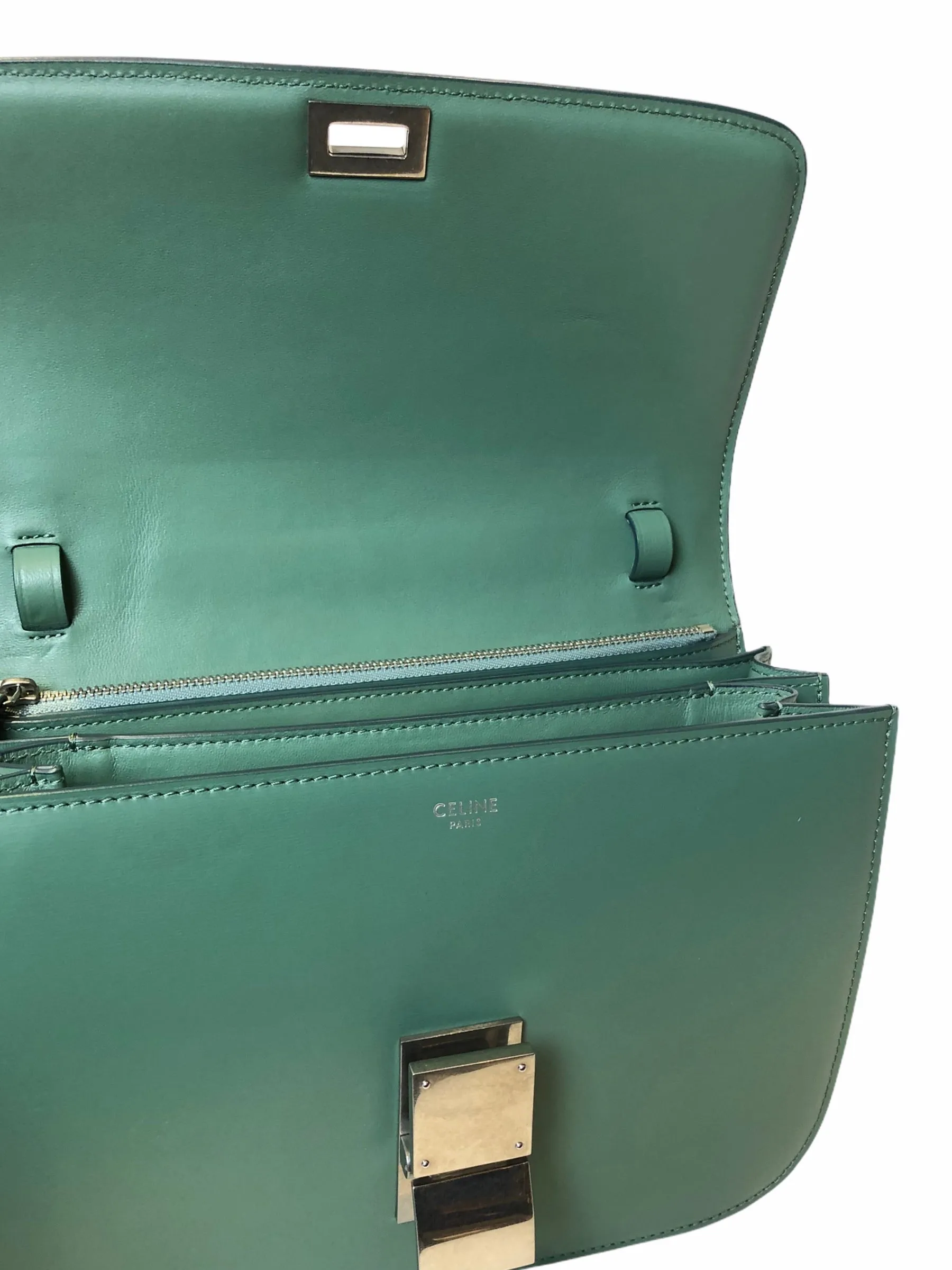 Celine Olive Green Leather "Box" Bag