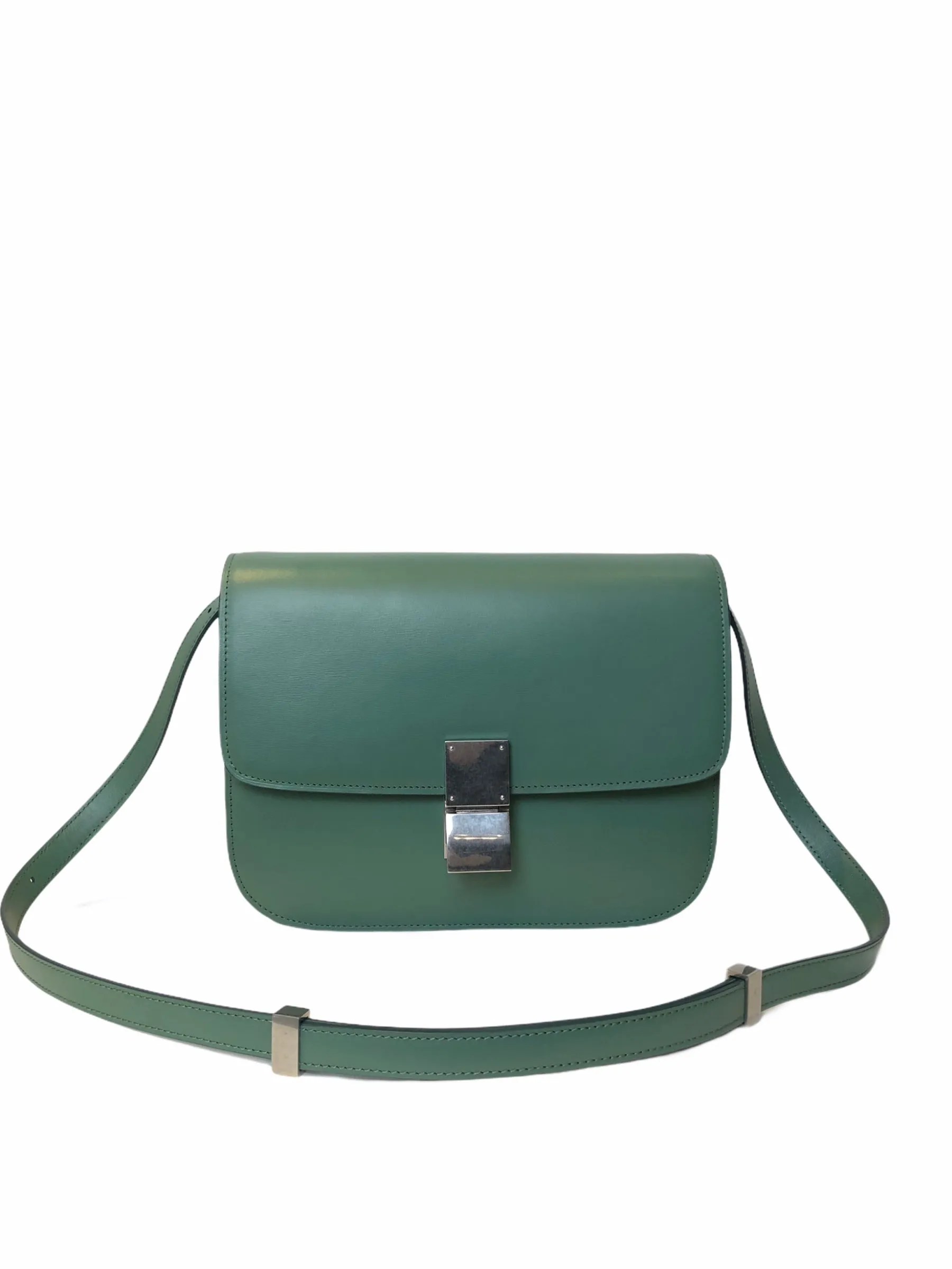 Celine Olive Green Leather "Box" Bag