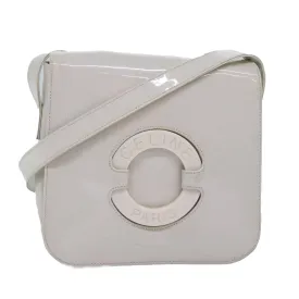 CELINE Shoulder Bag Enamel White Auth bs14161