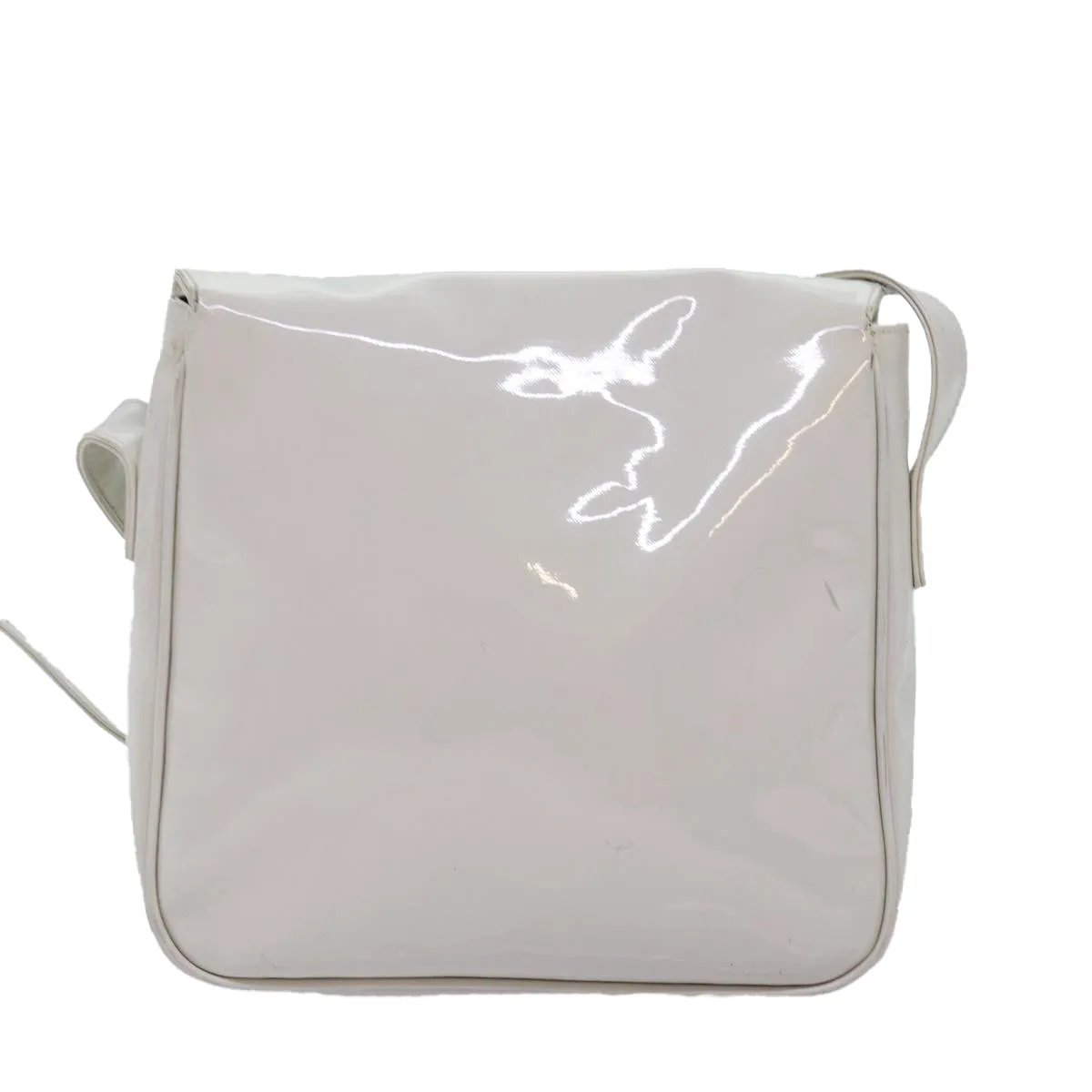 CELINE Shoulder Bag Enamel White Auth bs14161