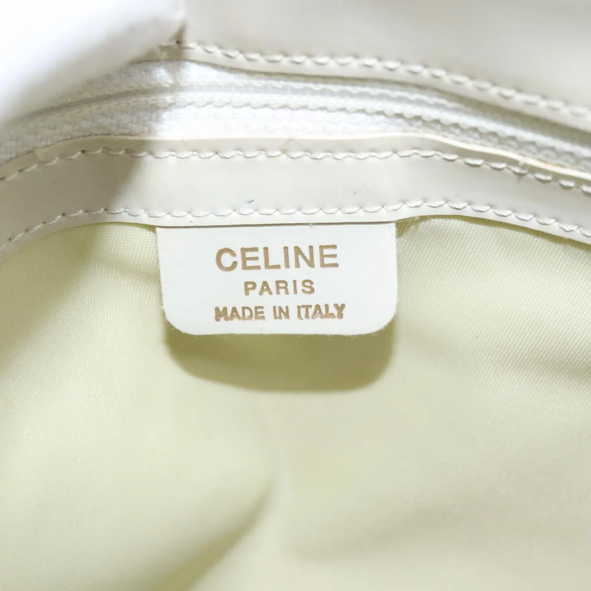 CELINE Shoulder Bag Enamel White Auth bs14161