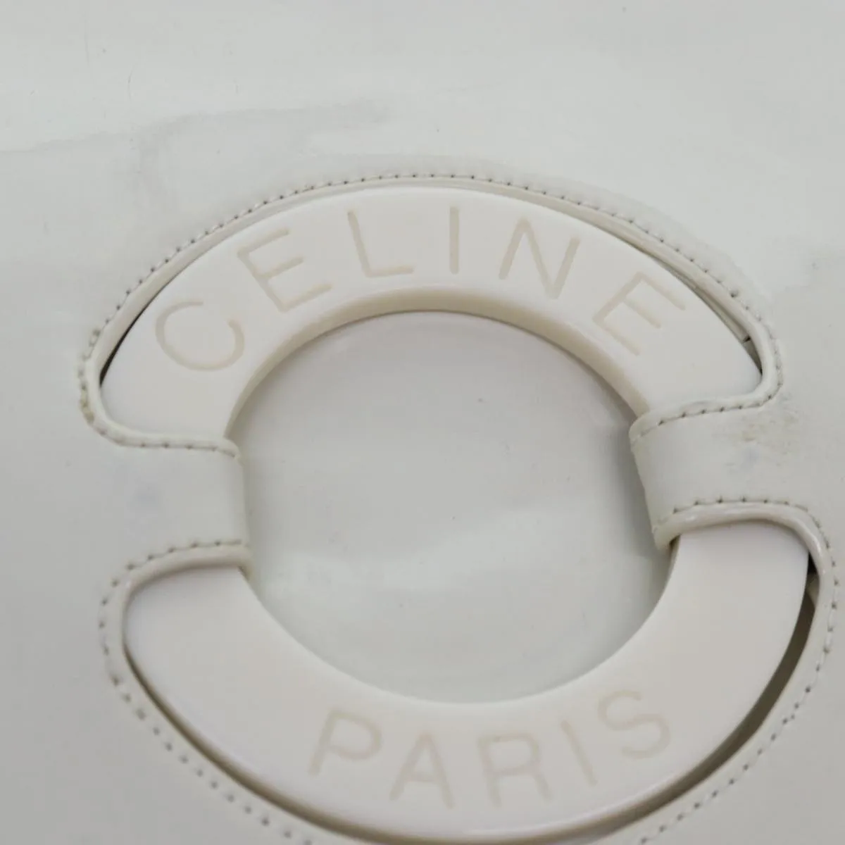 CELINE Shoulder Bag Enamel White Auth bs14161