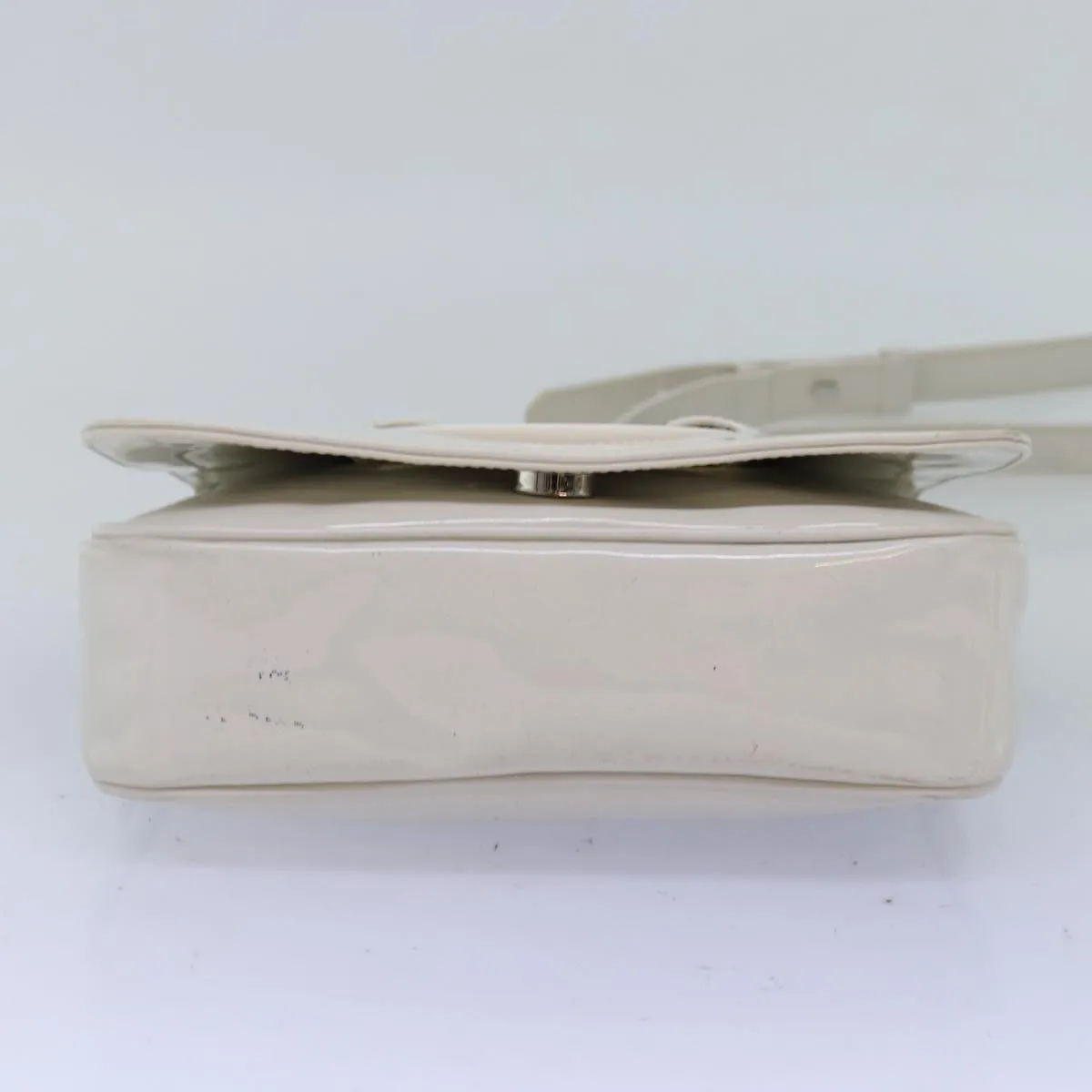 CELINE Shoulder Bag Enamel White Auth bs14161