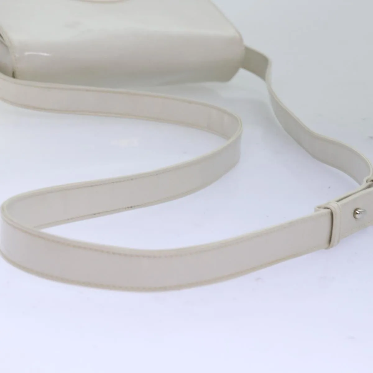 CELINE Shoulder Bag Enamel White Auth bs14161