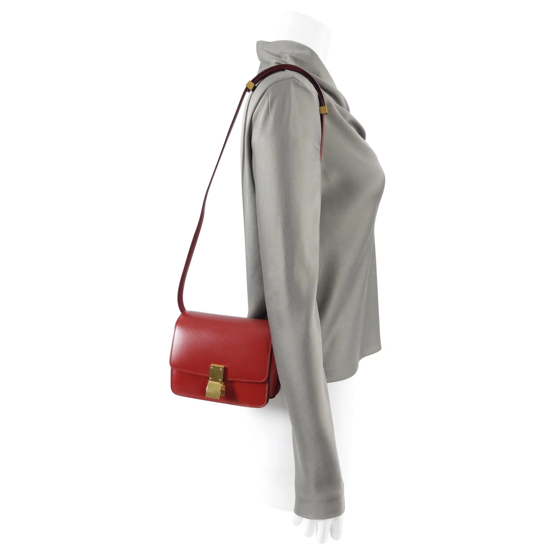 Celine Small Classic Red Leather Box Bag