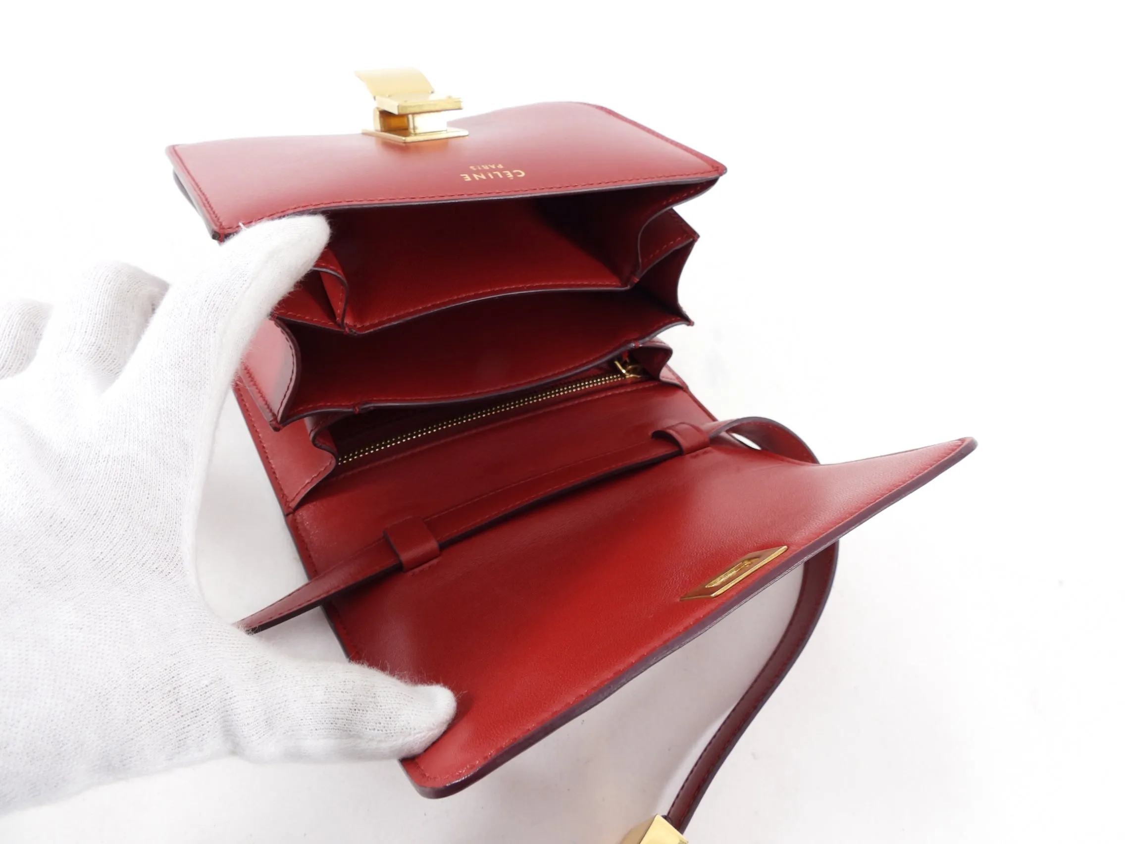 Celine Small Classic Red Leather Box Bag