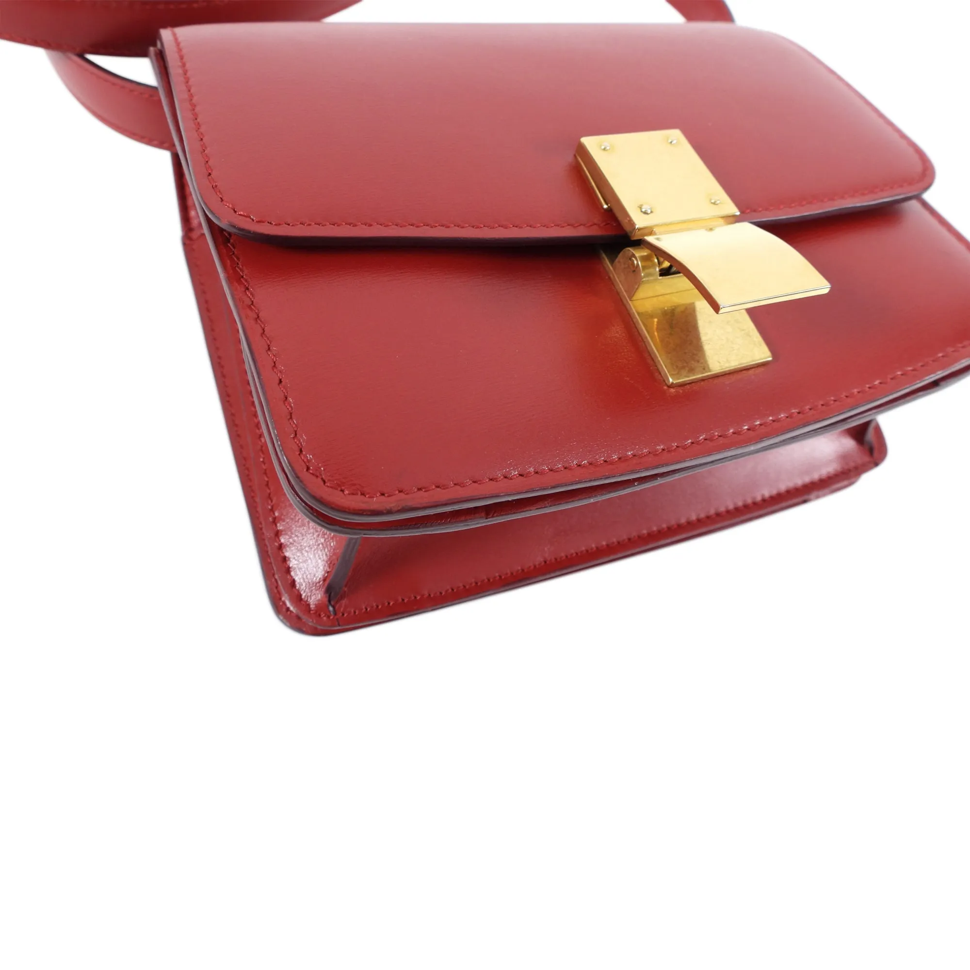 Celine Small Classic Red Leather Box Bag