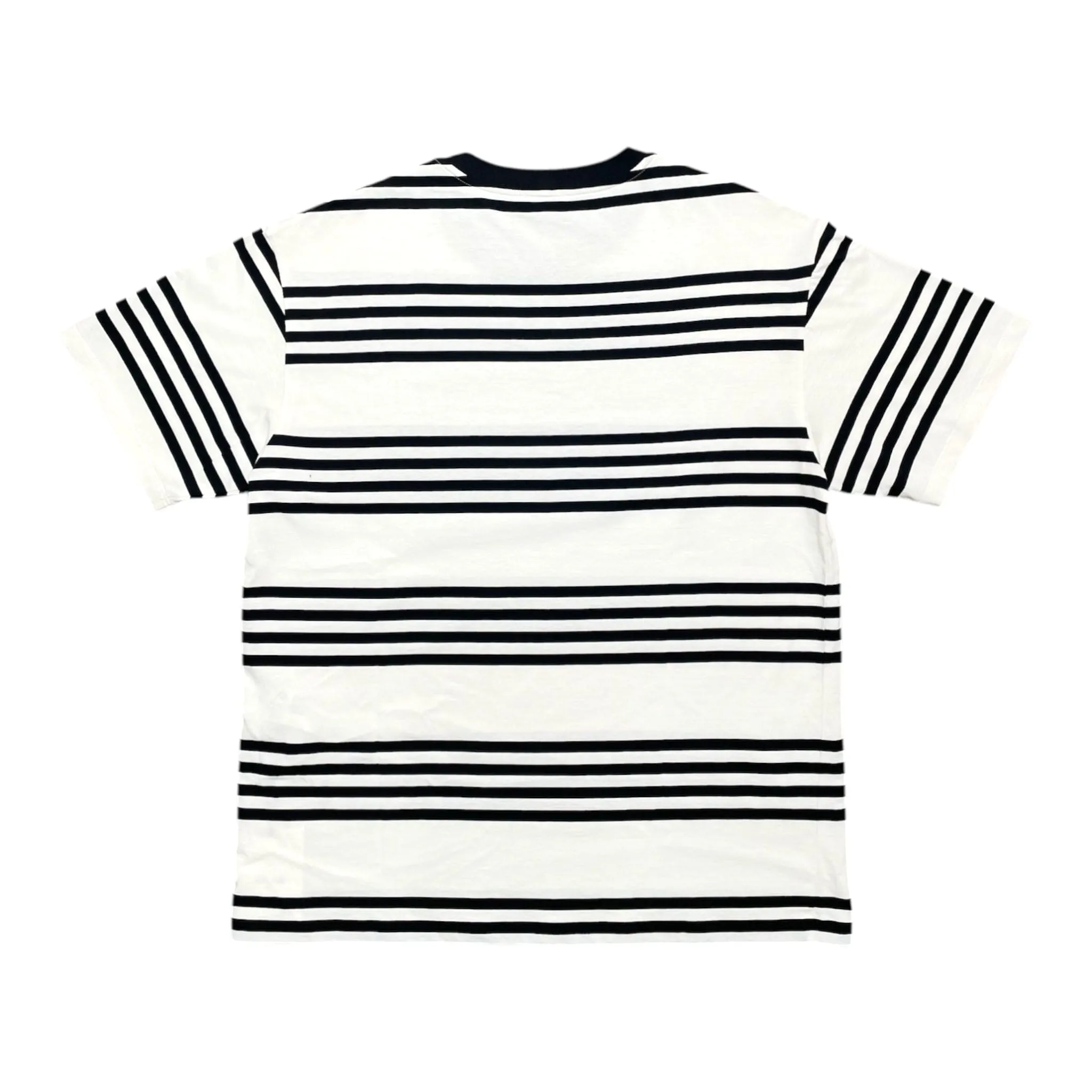 Celine Small Logo Stripped Short Sleeve Tee Shirt Black White