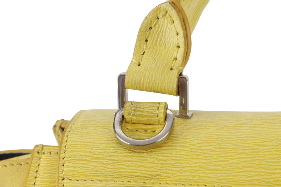 CELINE TRAPEZE SATCHEL YELLOW CALFSKIN LEATHER SILVER HARDWARE WITH STRAPS NO DUST COVER