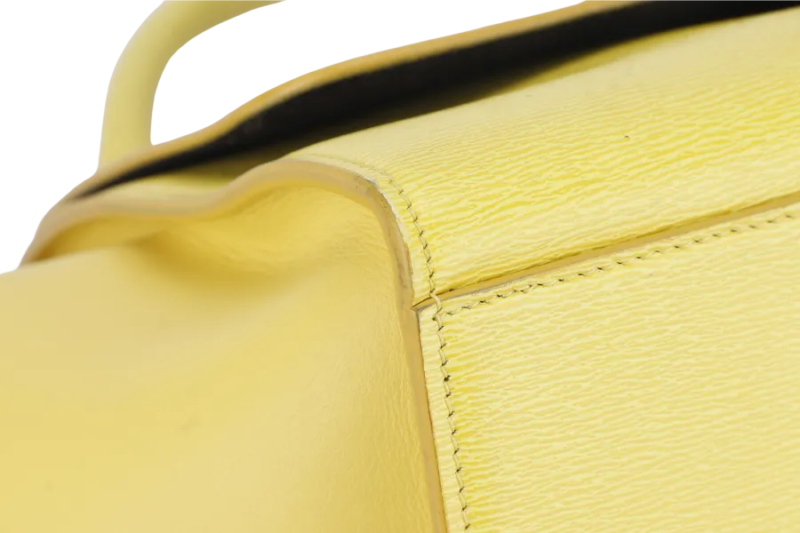 CELINE TRAPEZE SATCHEL YELLOW CALFSKIN LEATHER SILVER HARDWARE WITH STRAPS NO DUST COVER