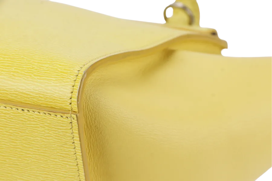 CELINE TRAPEZE SATCHEL YELLOW CALFSKIN LEATHER SILVER HARDWARE WITH STRAPS NO DUST COVER