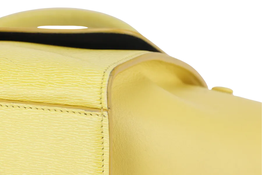 CELINE TRAPEZE SATCHEL YELLOW CALFSKIN LEATHER SILVER HARDWARE WITH STRAPS NO DUST COVER
