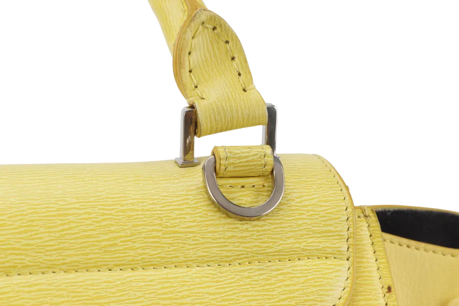 CELINE TRAPEZE SATCHEL YELLOW CALFSKIN LEATHER SILVER HARDWARE WITH STRAPS NO DUST COVER