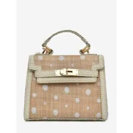 Chic Straw Color Block Braid Handbag - White