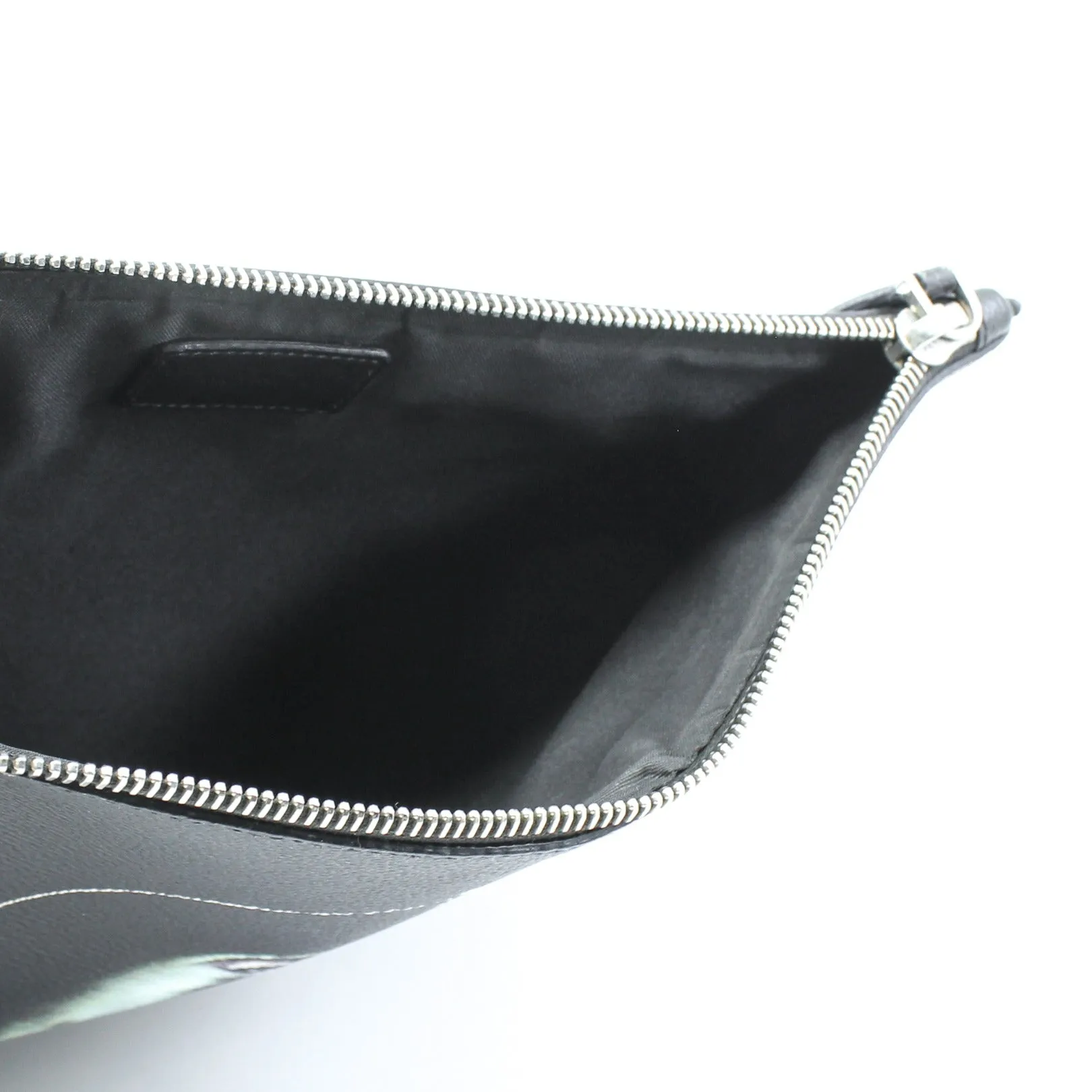 clutch with monkey printed in leather black phw