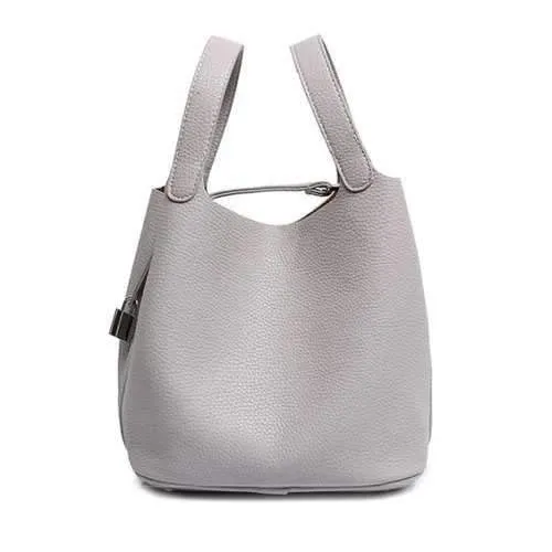 Concise Lock and Solid Color Design Tote Bag For Women - Gray