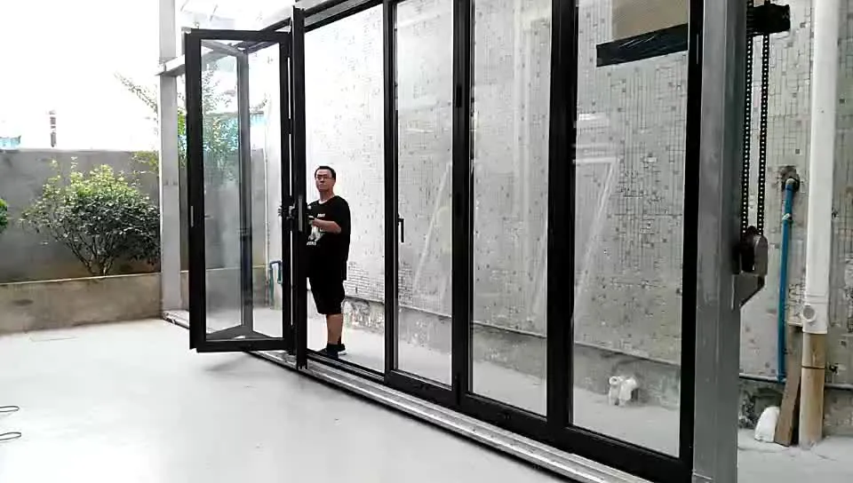 Doorwin 2021Thermal break aluminum 8 panels lowes bi fold outdoor bi folding door Bifold folding foldable bifolding accordion windows