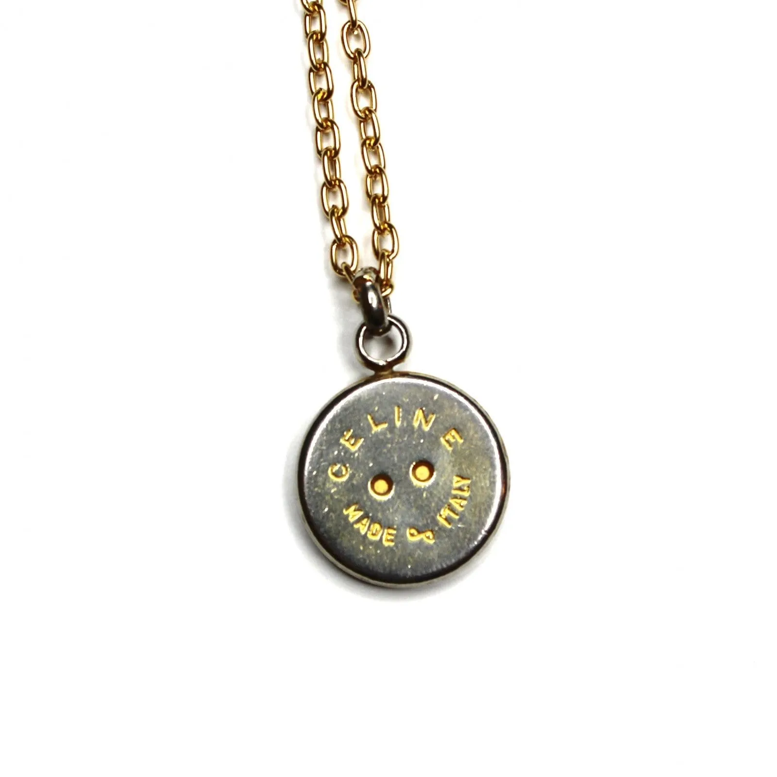 Double Sided Gold/ Silver Celine Detailed Two Tone Button Chain