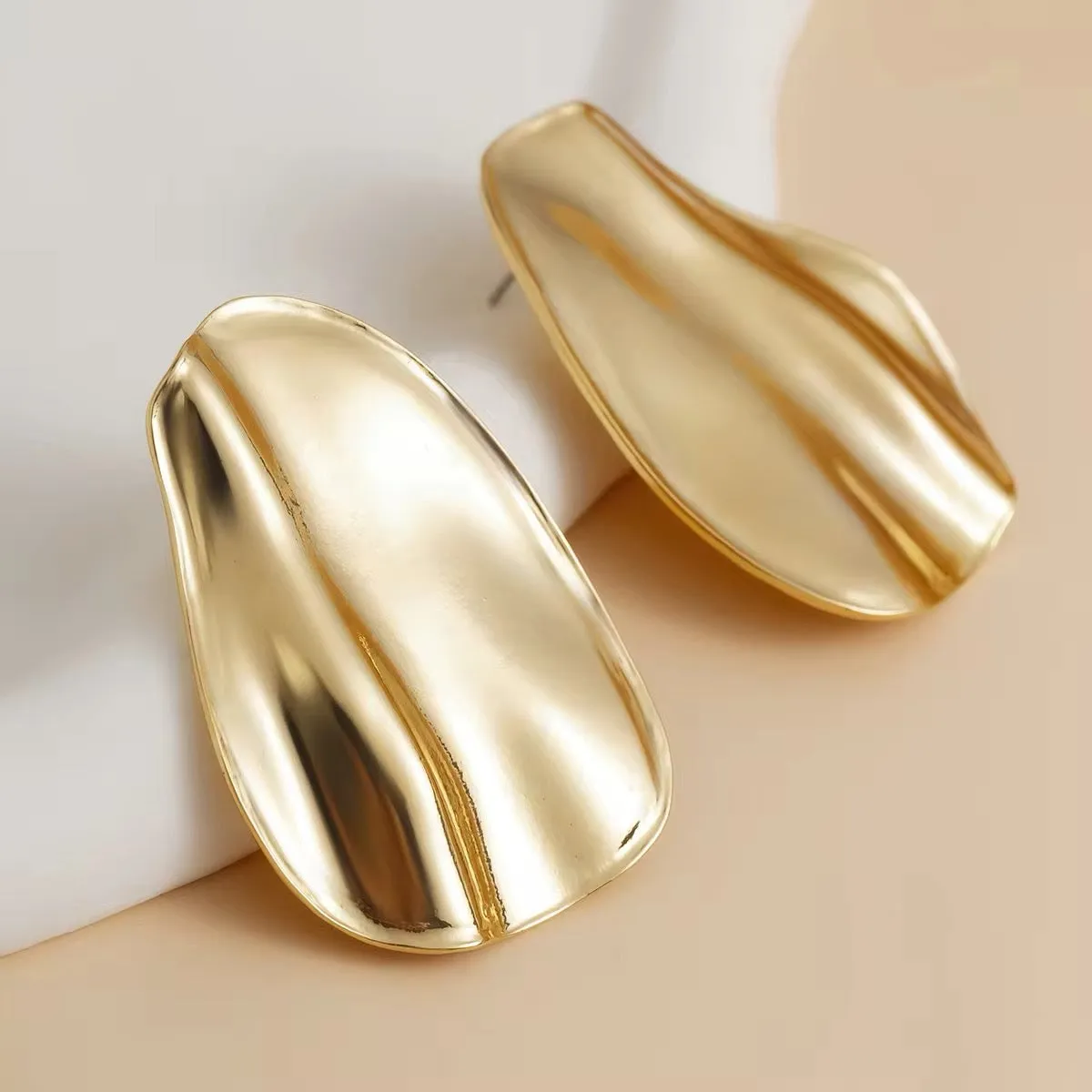 Elegant Irregular Metal Pleated Stud Earrings