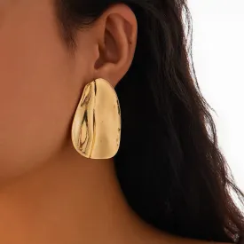 Elegant Irregular Metal Pleated Stud Earrings