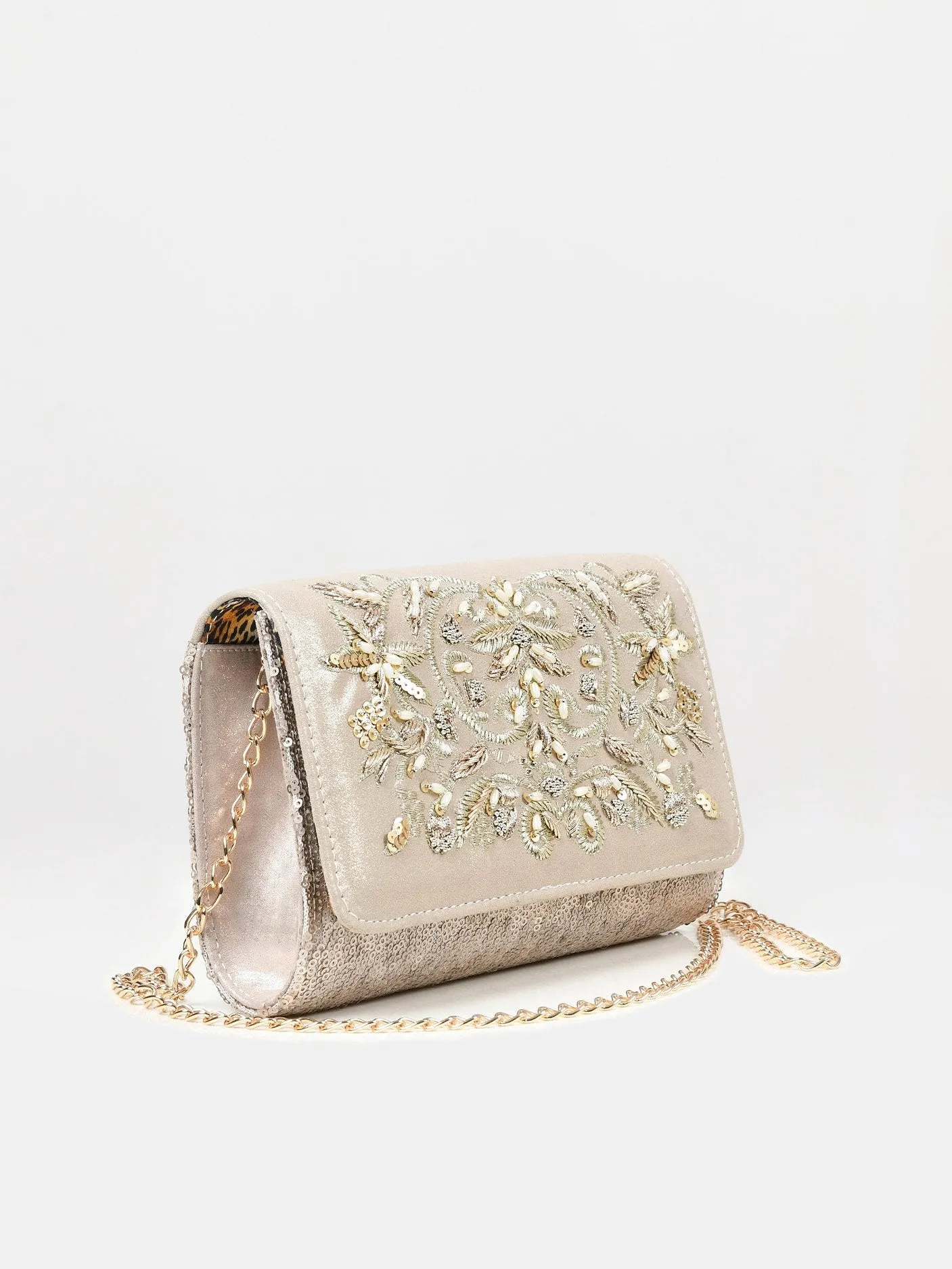 Embellished Sequin Clutch
