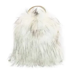 Faux Fur Handbag With Chain - White