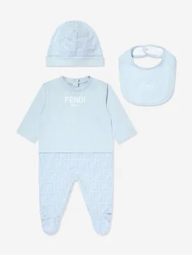 Fendi Baby Boys 3 Piece Babygrow Gift Set in Blue