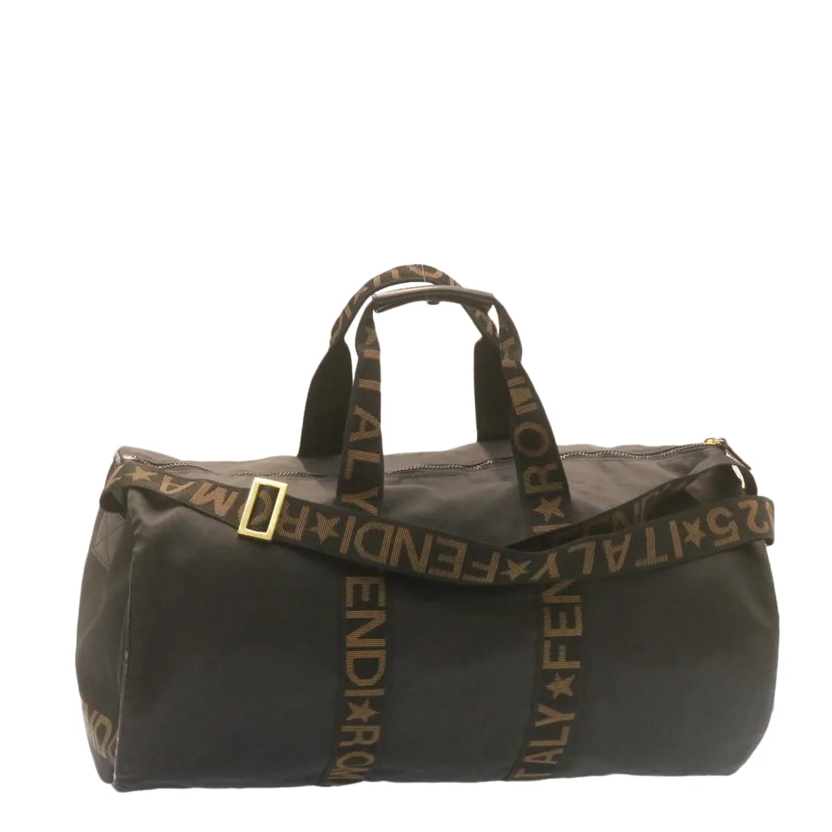 FENDI Boston Bag Nylon 2Way Black Auth am998g