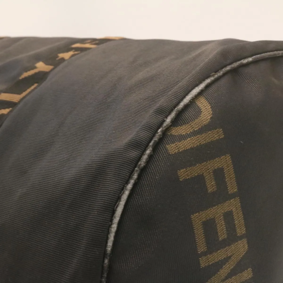 FENDI Boston Bag Nylon 2Way Black Auth am998g