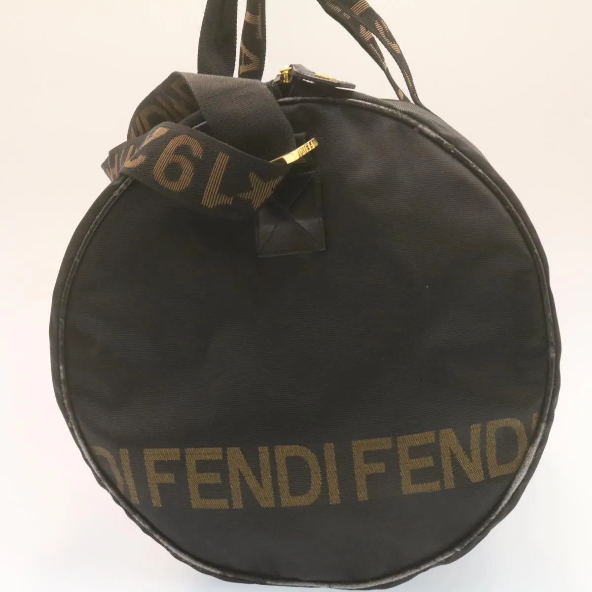 FENDI Boston Bag Nylon 2Way Black Auth am998g
