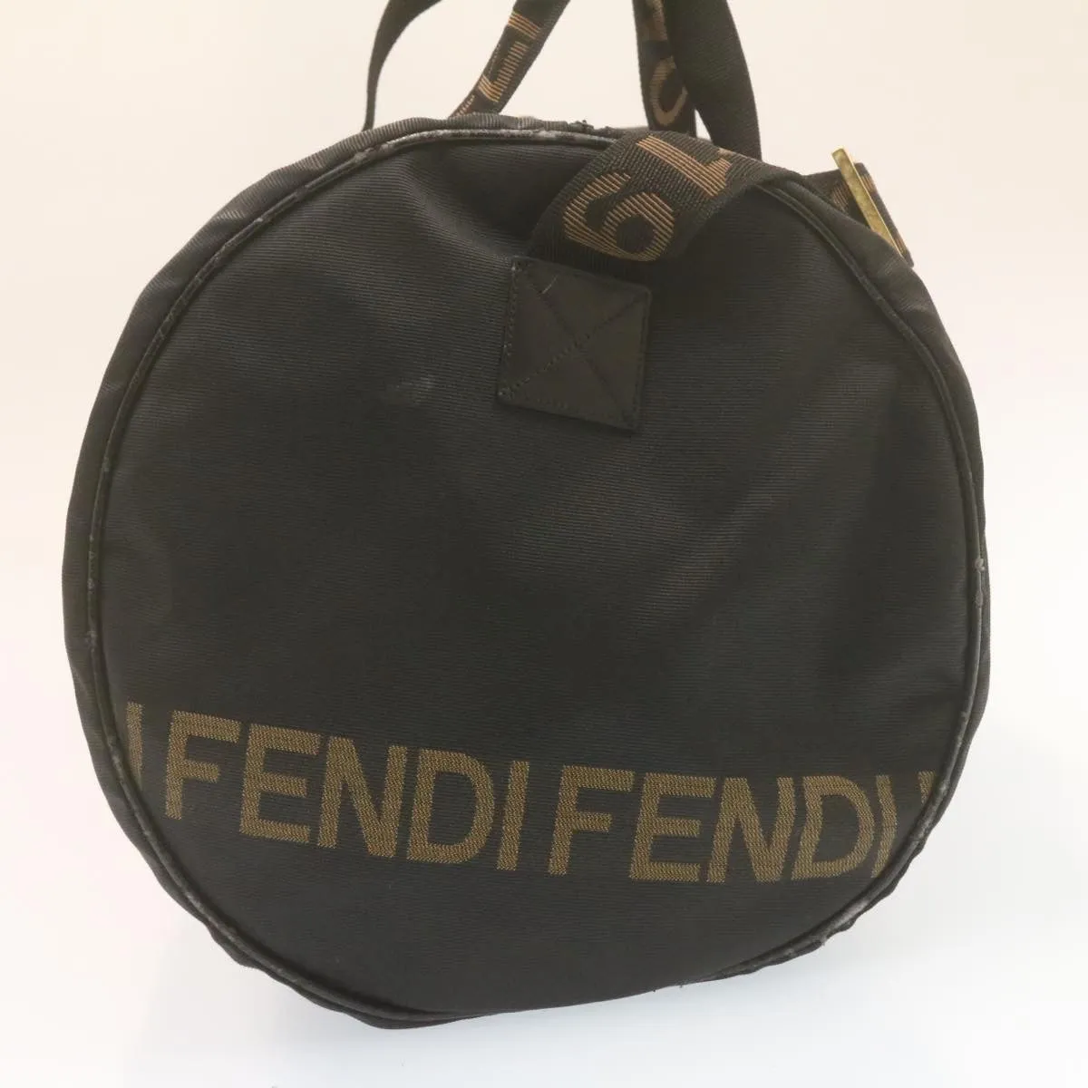 FENDI Boston Bag Nylon 2Way Black Auth am998g