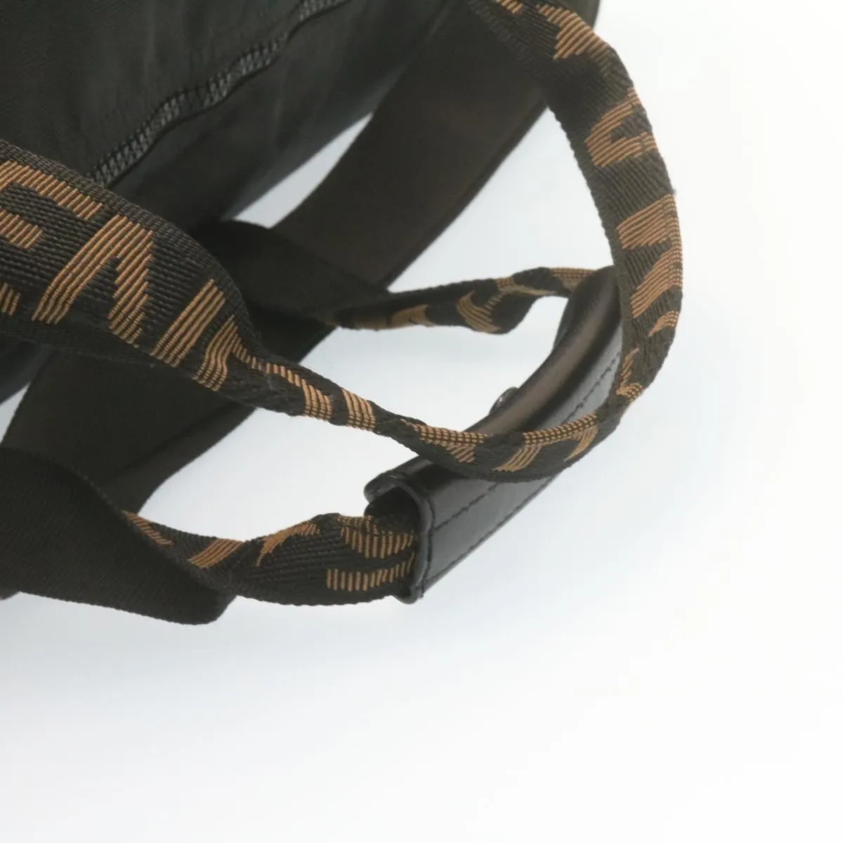 FENDI Boston Bag Nylon 2Way Black Auth am998g